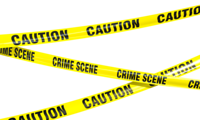 Yellow caution crime scene tapes 3d isolated