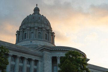 Sunset Behind the Missouri State Capitol Building in Jefferson City © LB Photo Co
