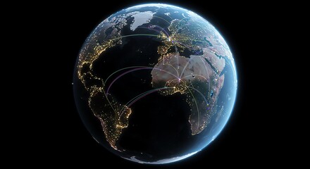 Earth globe with interconnected network lines