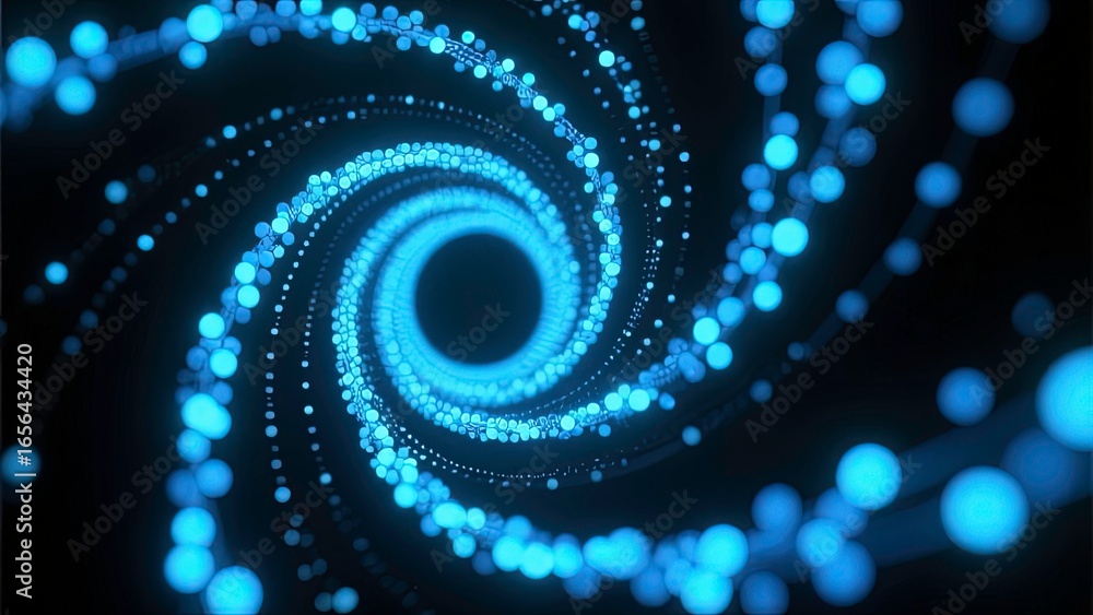 Poster abstract background with the movement of luminous particles. digital technology. 3d rendering.