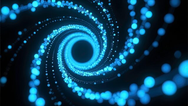 Abstract background with the movement of luminous particles. Digital technology. 3D rendering.