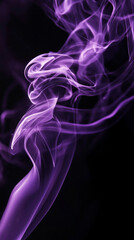 Obraz premium Abstract purple smoke swirling up against a black background. Mystical flowing vapor for calming meditation and dream imagery