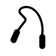 Simple black jump rope silhouette for exercise and fitness training equipment