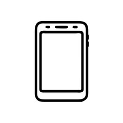 Hand drawn outline of a modern smartphone isolated on white background