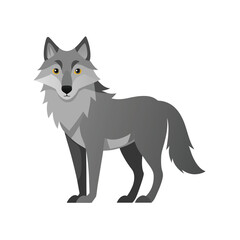 Detailed illustration of a grey wolf on a white background perfect for design projects