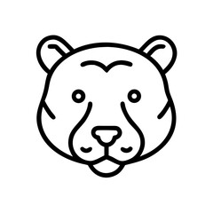 A simple black and white line drawing of a bear's head