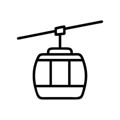 Simple Black and White Line Drawing of a Gondola on Cable System