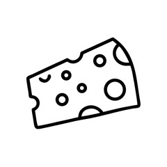 Simple black and white illustration of Swiss cheese slice icon graphic