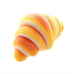A stylized, vibrant croissant-like shape in warm shades of orange and yellow, suitable for food-related projects, bakery promotions, or design elements in culinary arts,