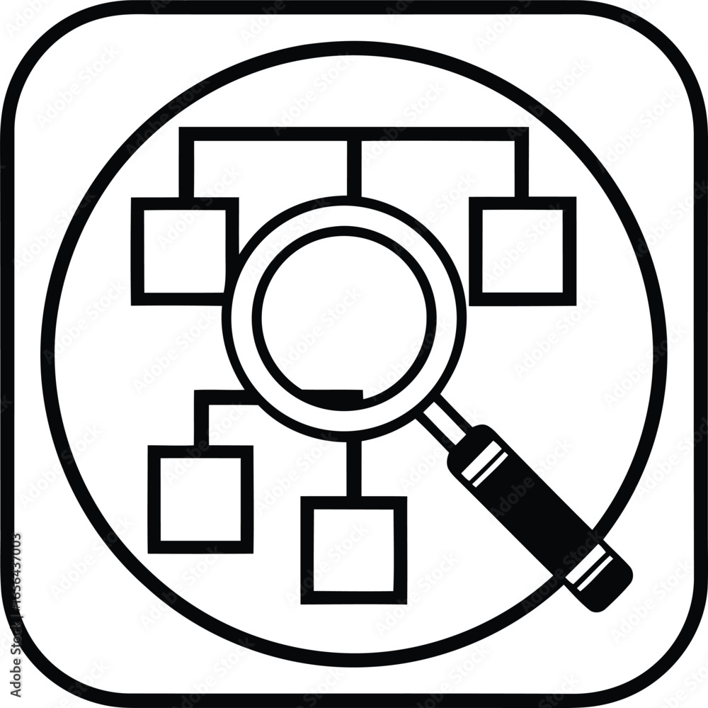 Aufkleber a vector icon of a magnifying glass on a computer screen for searching the web