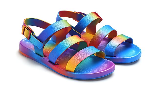 Shop rainbow sandals for women colorful summer footwear fashion trendy comfortable beach shoes online now sale - Powered by Adobe
