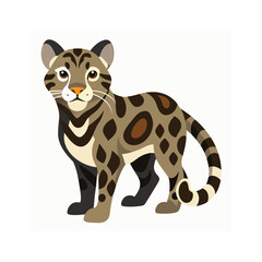 Animal Illustration Featuring a Clouded Leopard on a White Background Design