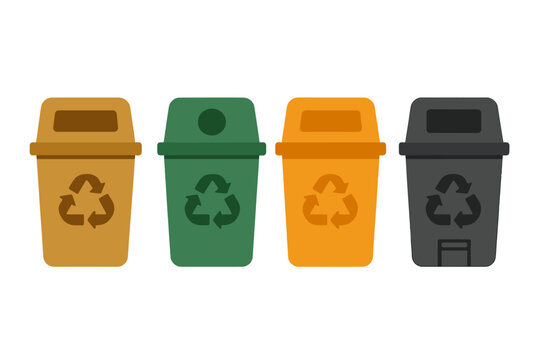 Recycling bins with universal recycling symbol