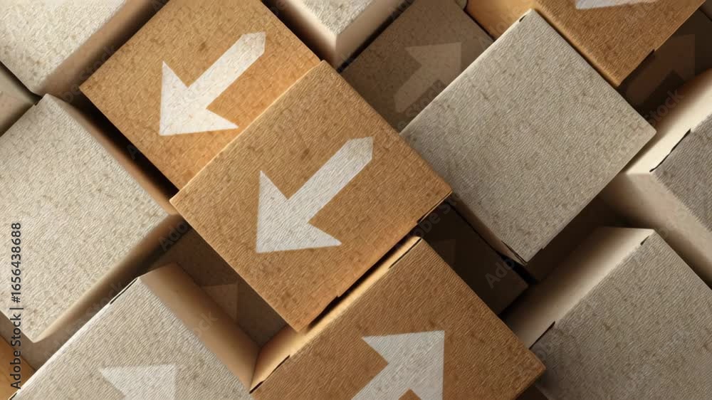 Aufkleber seamless texture and pattern of cardboard boxes with arrows for background and design use