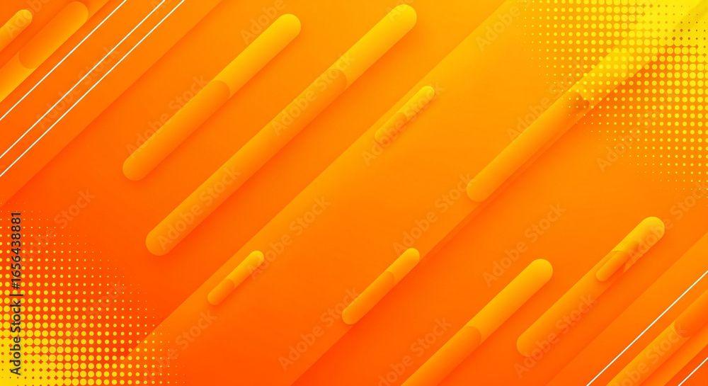 Poster abstract orange and yellow background with diagonal lines and dots