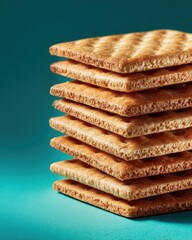 Stacked Crisp Biscuits on a Vibrant Background Perfect for Food Photography and Culinary Content Creation