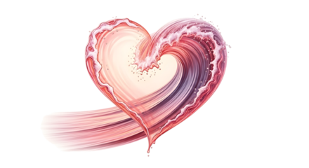 Pink wave heart isolated on transparent background