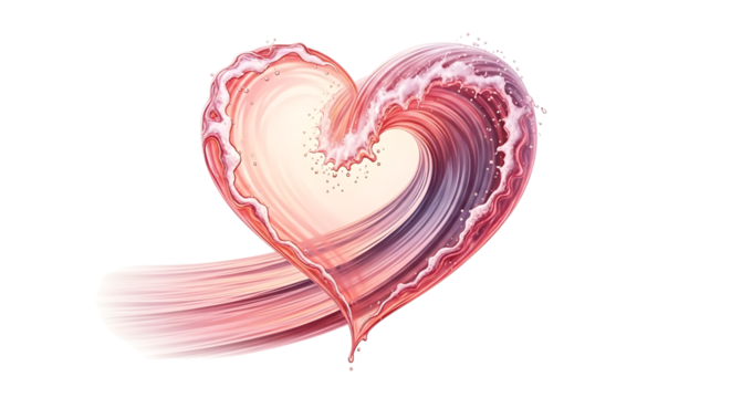 Pink wave heart isolated on transparent background