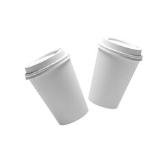 Twin Paper Coffee Cups Mockup PNG