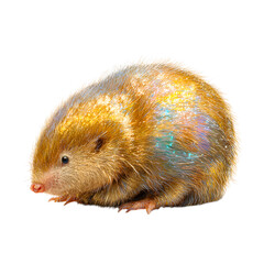 De Winton?? Golden Mole (2023): Iridescent fur burrowing in sand, isolated on a transparent background. --v 7.0