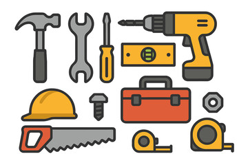 Obraz na płótnie Canvas Collection of assorted construction and repair tools