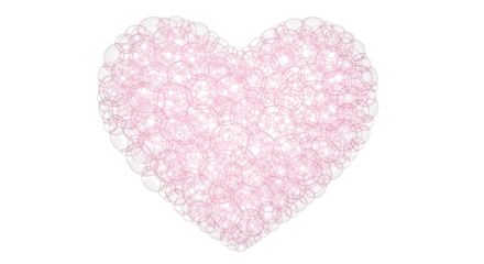 Pink bubble heart isolated on transparent background