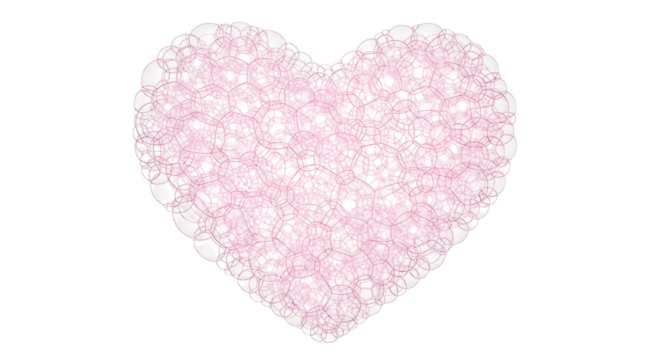Pink bubble heart isolated on transparent background