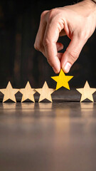 concept image of setting a five star goal. increase rating or ranking, evaluation and classification idea.
