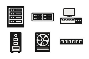 Naklejka na ściany i meble Computer hardware icons for data center and networking