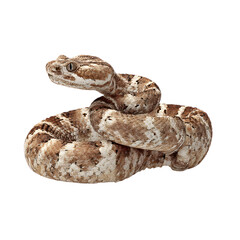 Naklejka premium Death Adder: Camouflaged venomous snake in arid scrub, isolated on a transparent background. --v 7.0