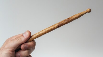 A wooden stick with a rounded tip in your hand — demonstrations of crafts, woodworking workshops, illustrations for articles about handicrafts.
