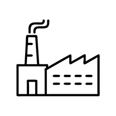 Industrial factory outline with smokestack and multiple windows  