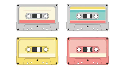 Vintage cassette tapes vector illustration retro audio design