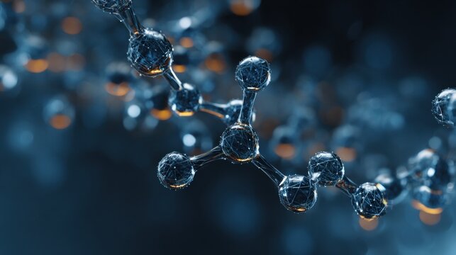 molecular structure glowing spheres network