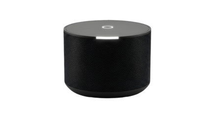 Black cylinder portable speaker