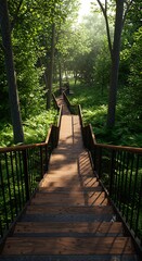 Fototapeta premium 木漏れ日と遊歩道の調べ