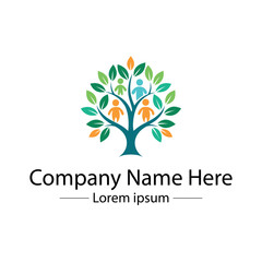 Modern Family Tree Logo design with  tree and genealogy symbol