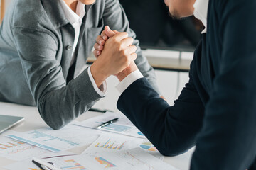 Teamwork and business goals of businessman team struggle overcome obstacles, good team concept...