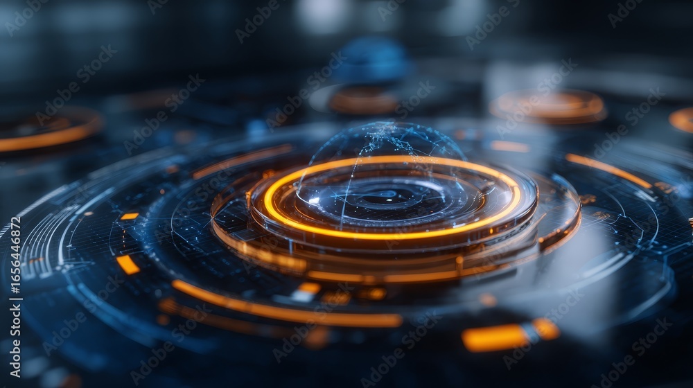 Poster a detailed close up macro perspective of a mysterious spherical shape its perfectly circular form hi