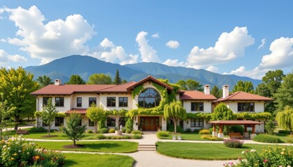 Obraz premium visual of a school and homes using green materials illustrating sustainable building practices conserving resources reducing emissions and creating cleaner safer environment for humans and wildlife