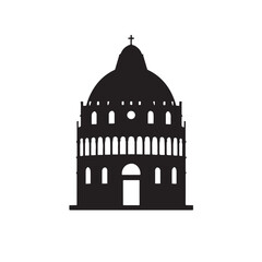 Baptistery of Pisa Silhouette Vector