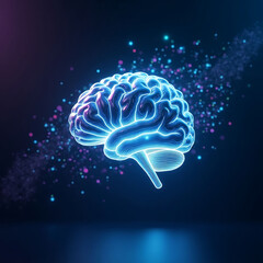 Futuristic 3D Render of a Glowing Brain