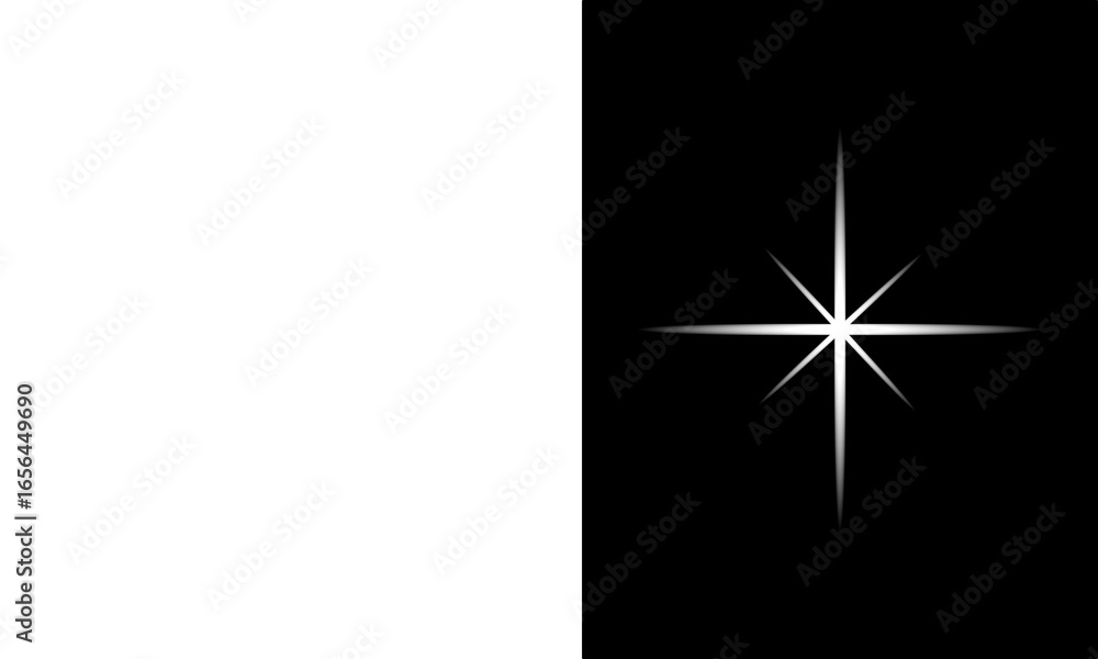 Poster two star shapes one pixelated and one smooth on a black background design art isolated on transparen