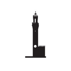 Torre del Mangia Siena Silhouette Vector