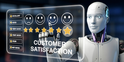 Robot customer satisfaction feedback ai evaluation system