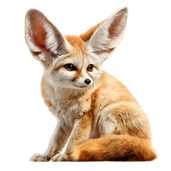 Fennec Fox with oversized ears and sandy fur, isolated on a transparent background. --v 7.0