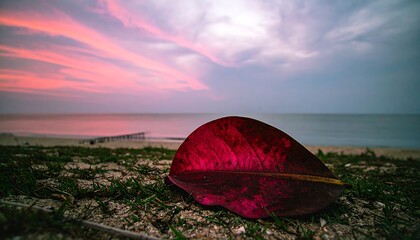 Beach leaf sunset