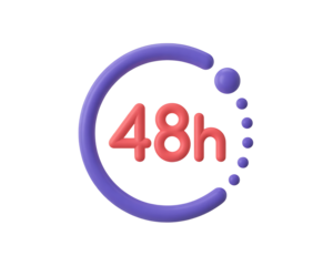 Forty eight hour countdown timer icon with circular progress indicator