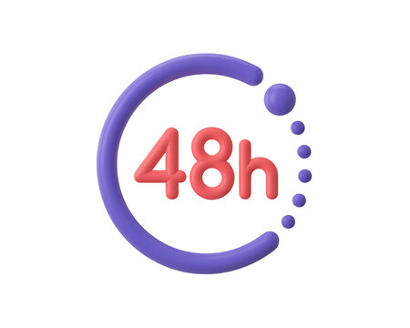 Forty eight hour countdown timer icon with circular progress indicator