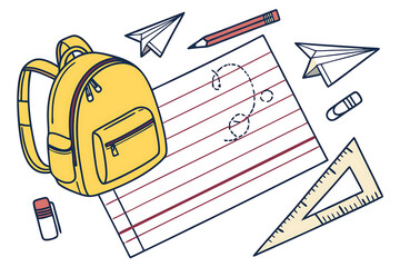 Image of pencils and diary over blue lined notebook page. Stationery, school, work, organisation, study, learning and communication, digitally generated image.